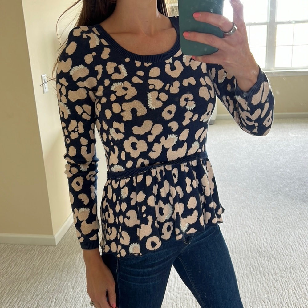 Anthropologie moth Brand peplum 3/4 sleeve sweater